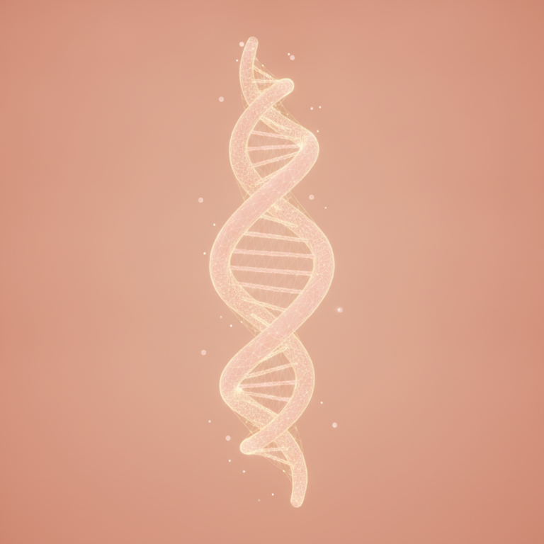 a stylized low-poly wireframe triple-helix collagen-strand silhouette with fine mesh lattice weaving between the three s